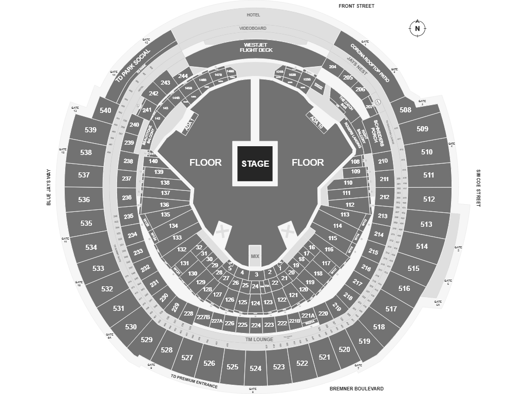 Zach Bryan Rogers Centre Seating Map