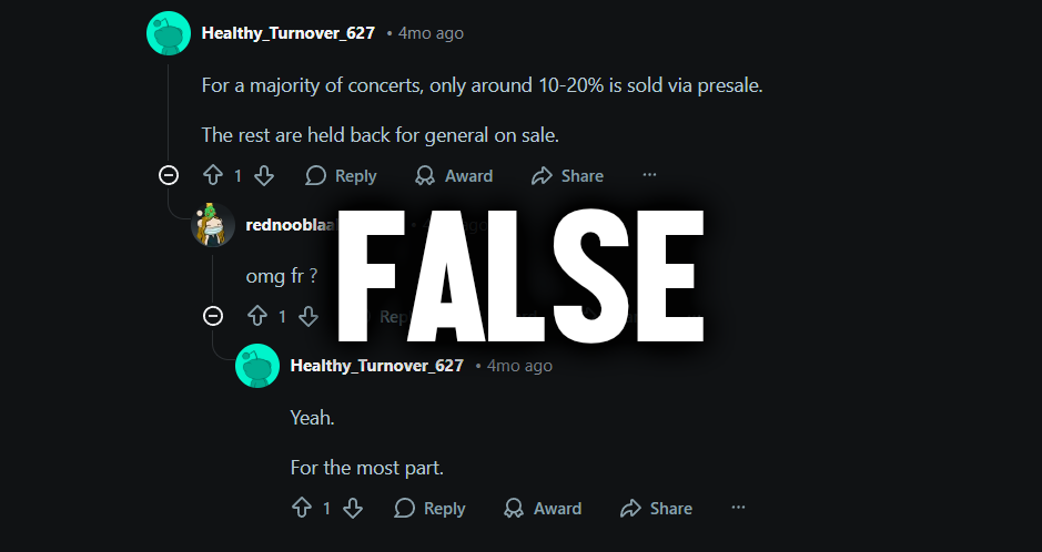 Redditor misconception about presale