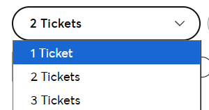 Ticketmaster quantity dropdown