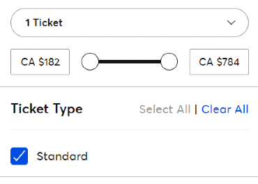 Ticket filtering options