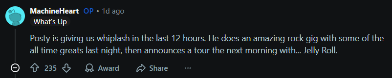 Reddit comment about Jelly Roll