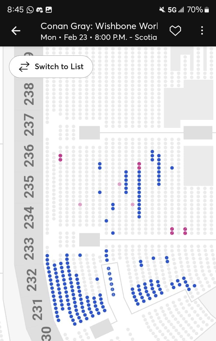 Conan Gray Toronto ticket snapshot - February 23 2026 at 8:45PM
