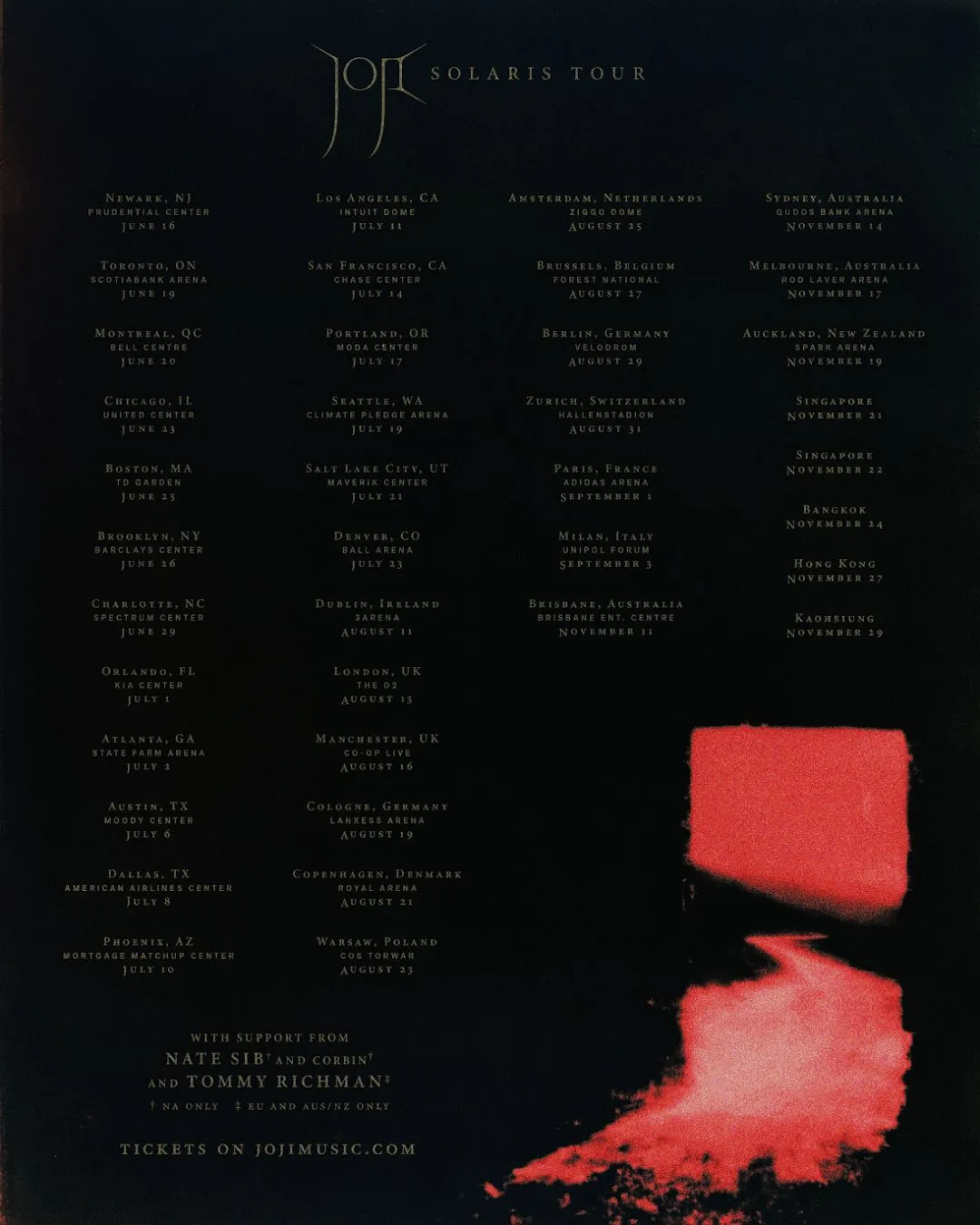 Solaris World tour dates for Joji