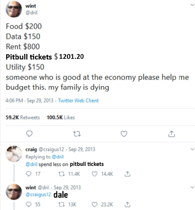 dril tweet about Pitbull Toronto tickets