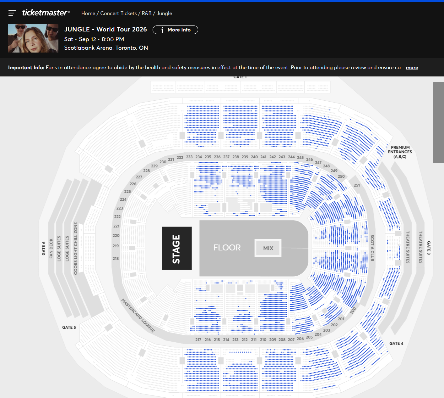 Jungle Toronto ticket availability as of 04/02/26